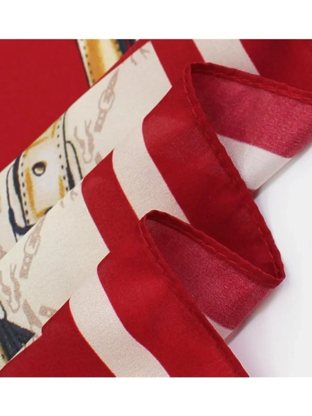 Women's Dark Red creamy White Square Scarf Hair Digital Printed Headscarf Silk